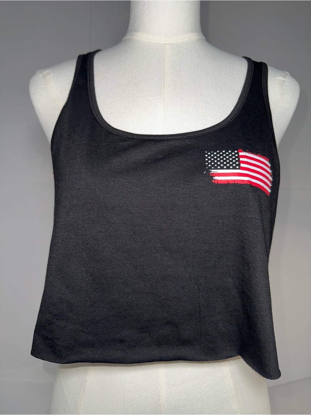 Black Women's Flag Crop Tank Top